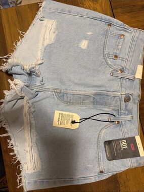 Levi's Light Blue Distressed Women's Denim Cutoff Shorts